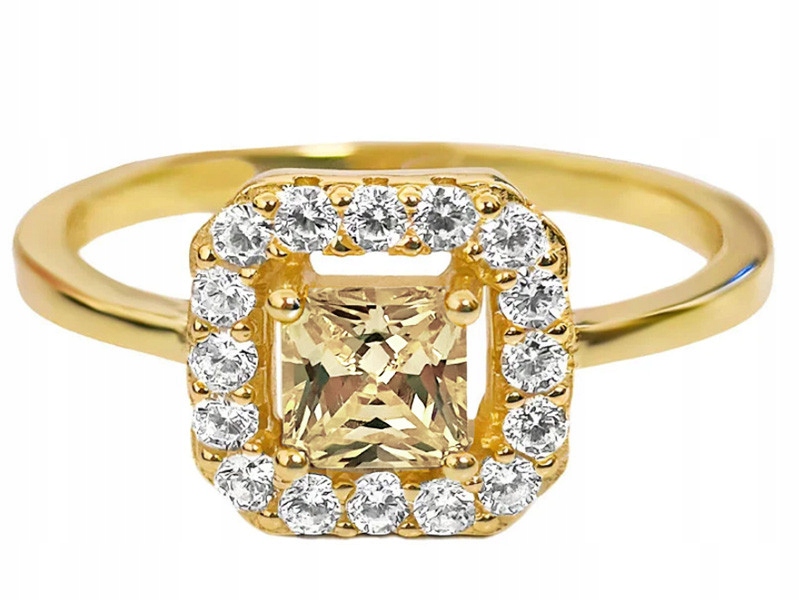 Stříbrný prstýnek 925 pozlacený šampaňskou zirkon 26