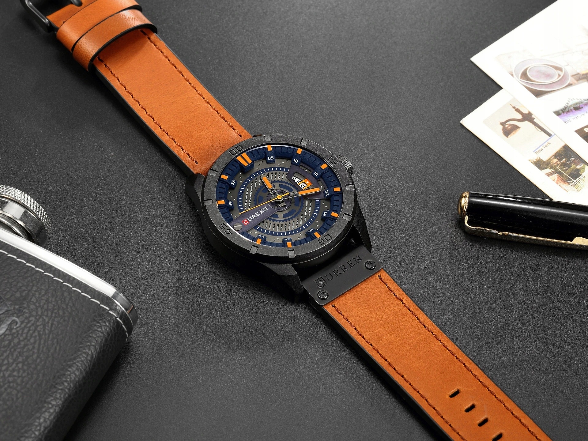 ZEGAREK MĘSKI CURREN KLASYCZNY ELEGANCKI DATOWNIK 5 KOLORÓW NA PASKU Szkiełko mineralne