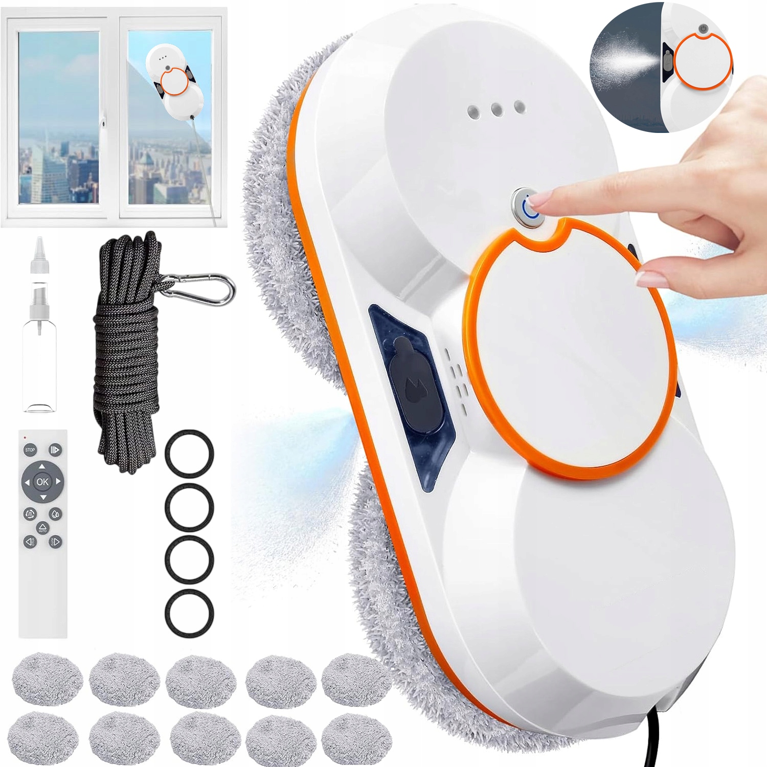 Robot Na Mytí Oken 5.6 Kpa S Dálkovým Ovládáním, 3 Režimy Čištění, Auto Zavlažovač
