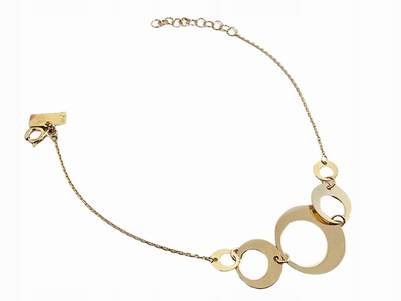 Zlatý náramek 585 celebrity ringy 1,76g bez zirkonu, kolečka 14kt