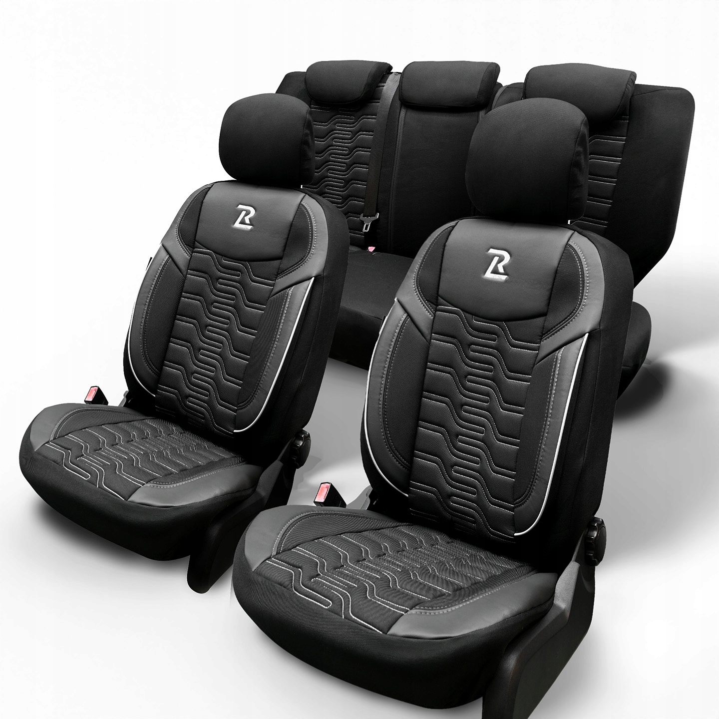 Pokrowce na fotele siedzenia samochodowe Lucaro Berlin czarno szary skóra