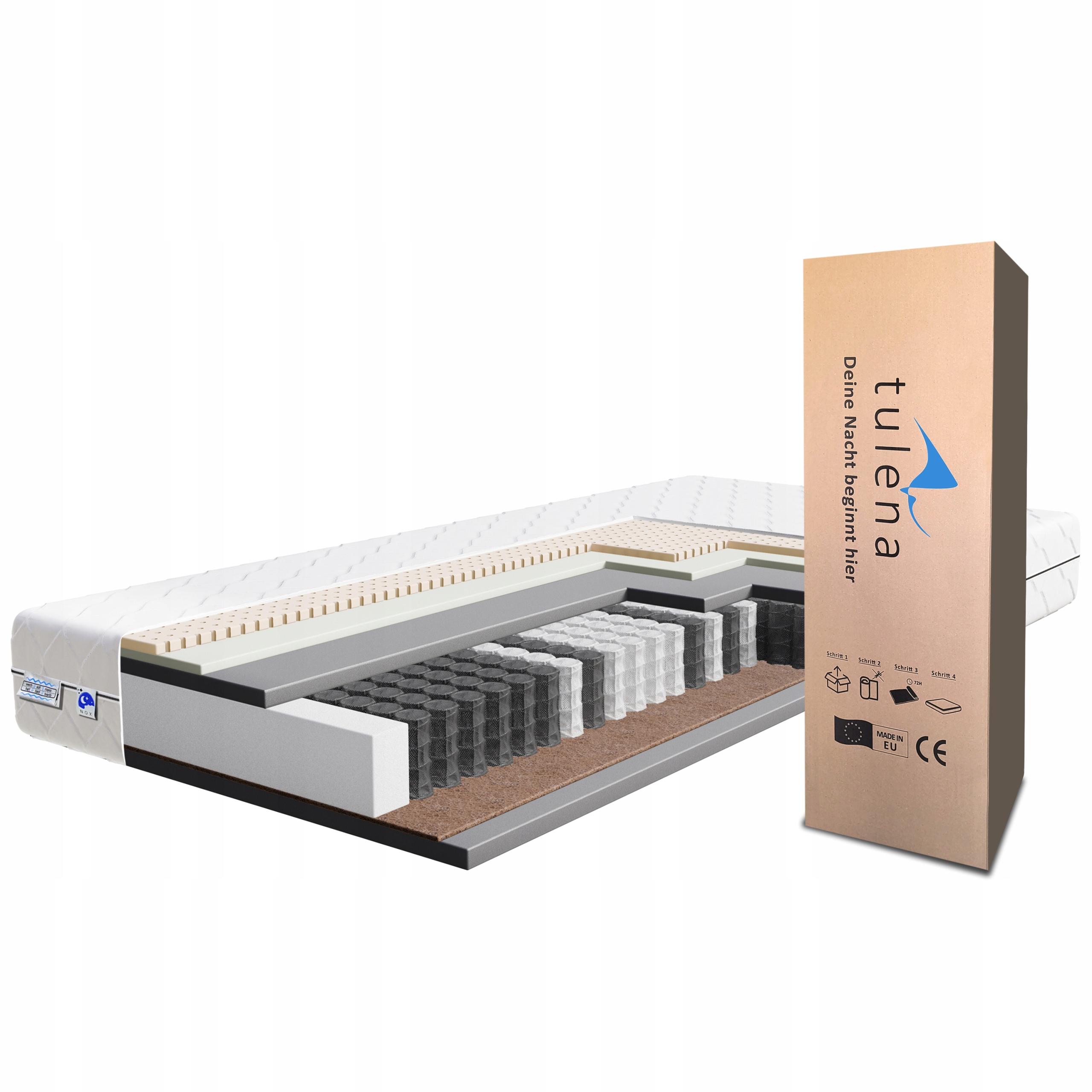 Materac 80x190 średnio twardy H3 H4 Memory Lateks 7 Stref dwustronny