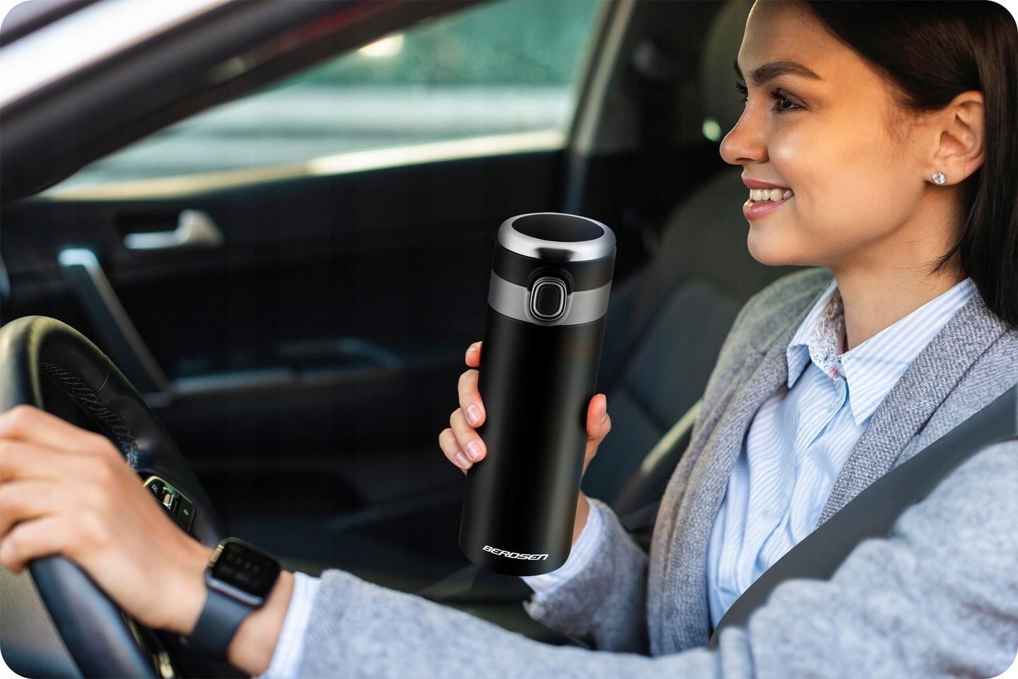 TERMOS Kubek termiczny SMART LED Termos próżniowy z wyświetlaczem Średnica 6 cm