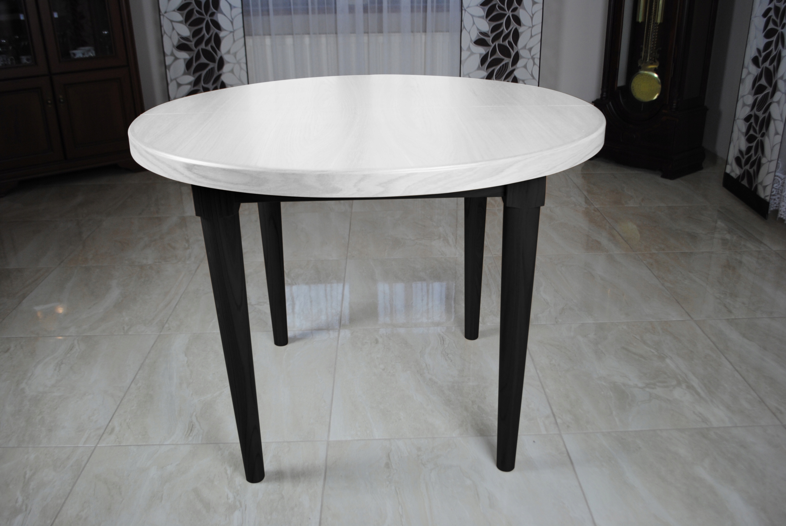 STÓŁ DĘBOWY OKRĄGŁY ROZKŁADANY 100/250 SALON JADALNIA KUCHNIA Kształt blatu okrągły