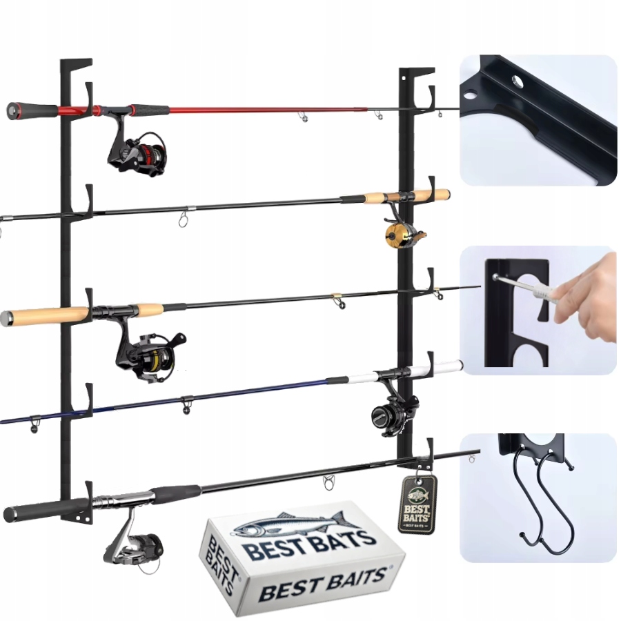 Stojak na wędki uchwyt ścienny na wędki wieszak do wędek na ścianę metalowy