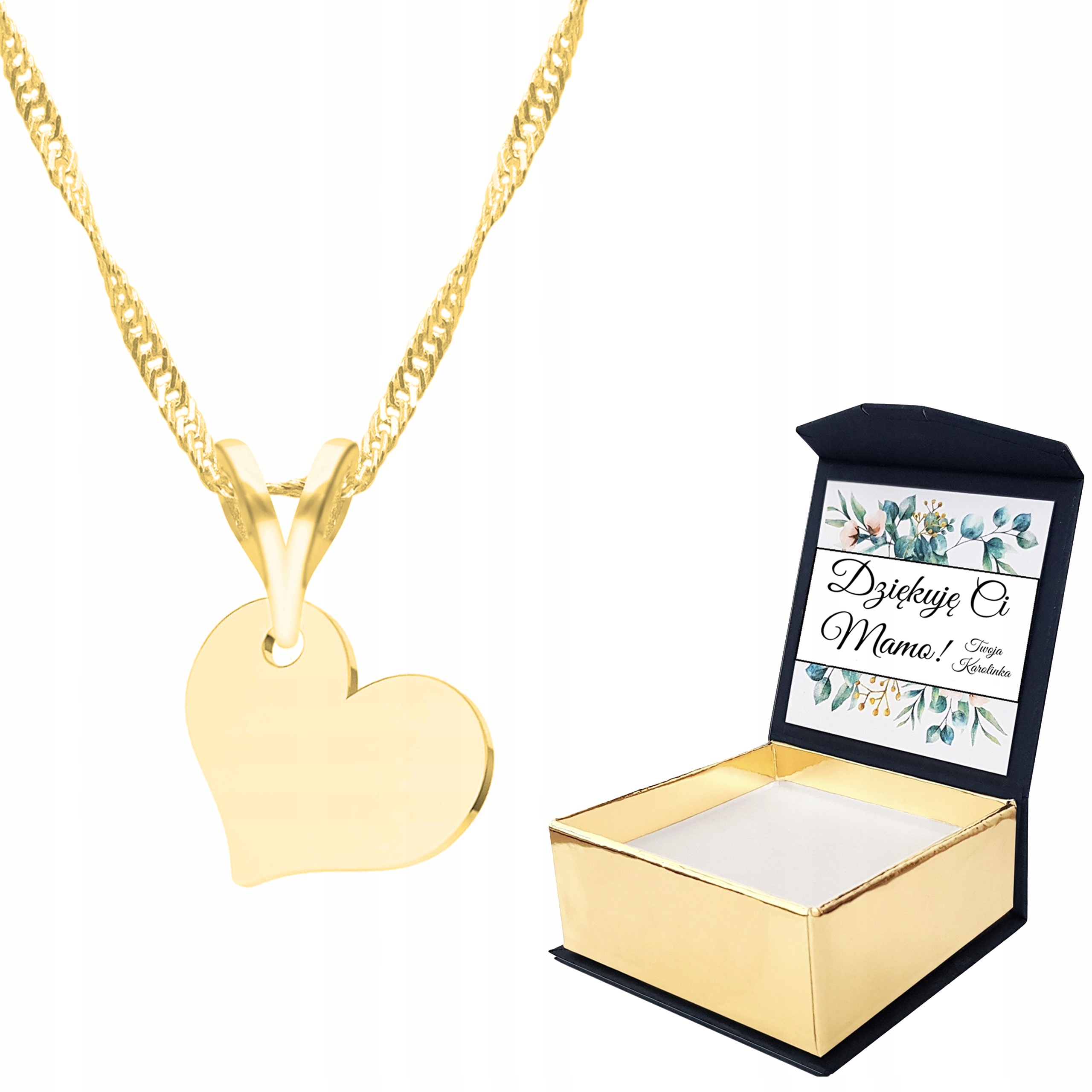 

Naszyjnik złoty serce serduszko Własny Nadruk