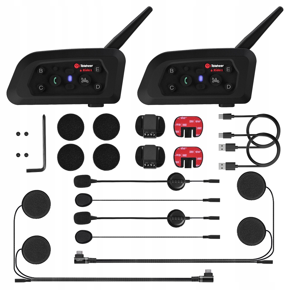 2 INTERKOM MOTOCYKLOWY V6 PRO USB-C 2024 Bluetooth 5.1 na kask EAN (GTIN) 6900511479507