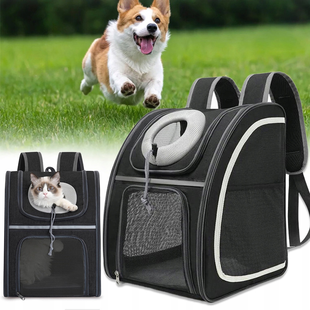 Batoh Průhledný Otvorem Pro Kočky A Psa, Černý