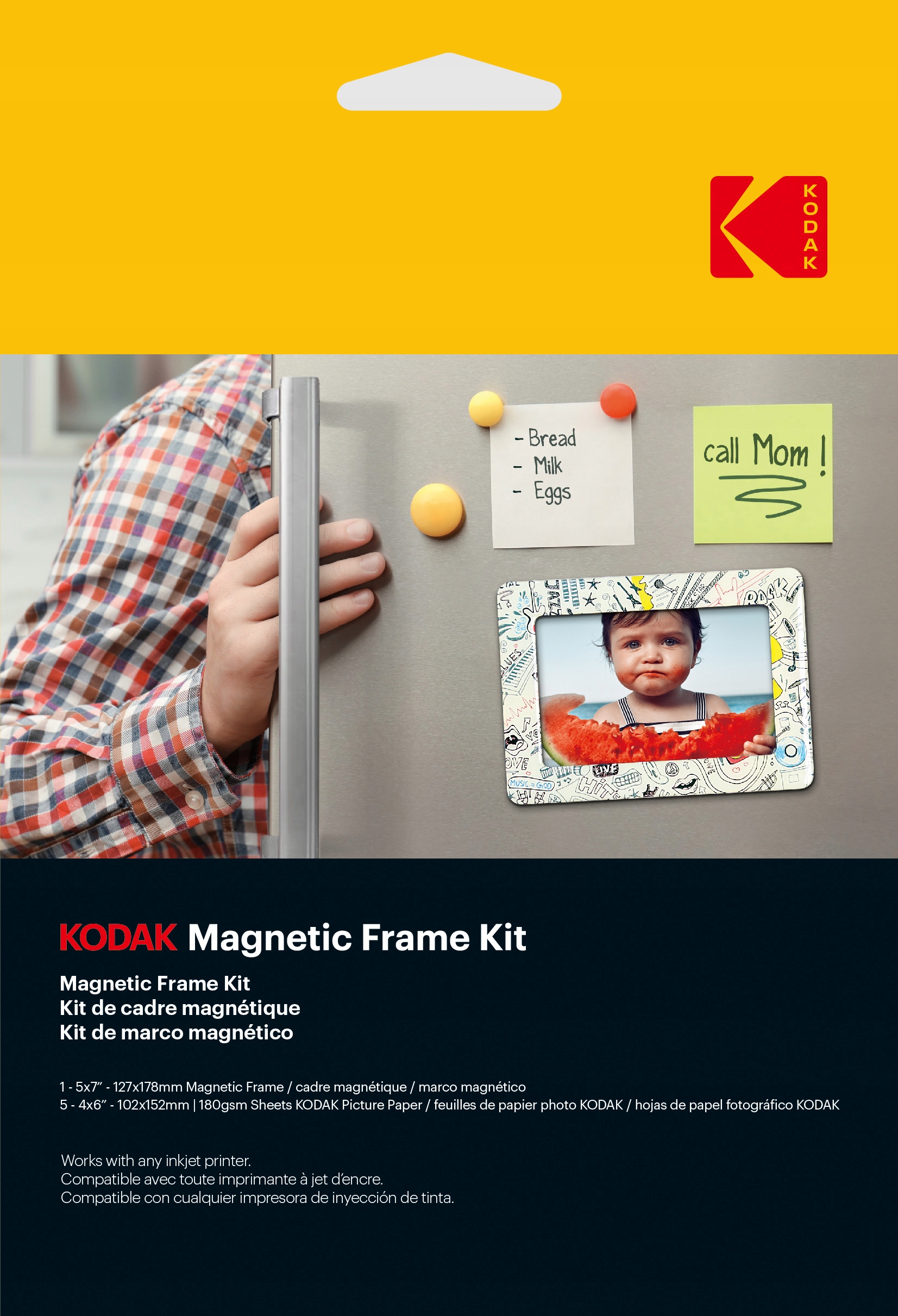 Ramka na magnes 10x15cm + 5 szt. Papier Foto KODAK Stan opakowania oryginalne