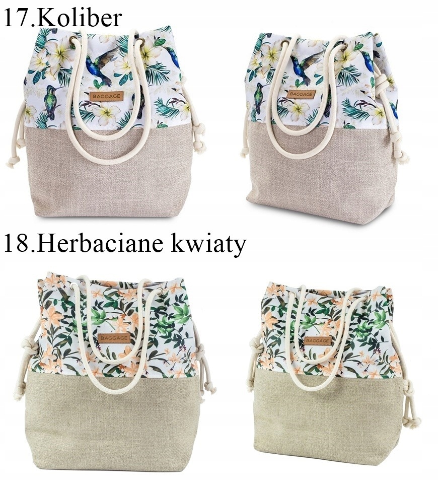 TOREBKA DAMSKA WOREK SHOPPER TORBA KWIATY BAGGAGE Płeć kobieta