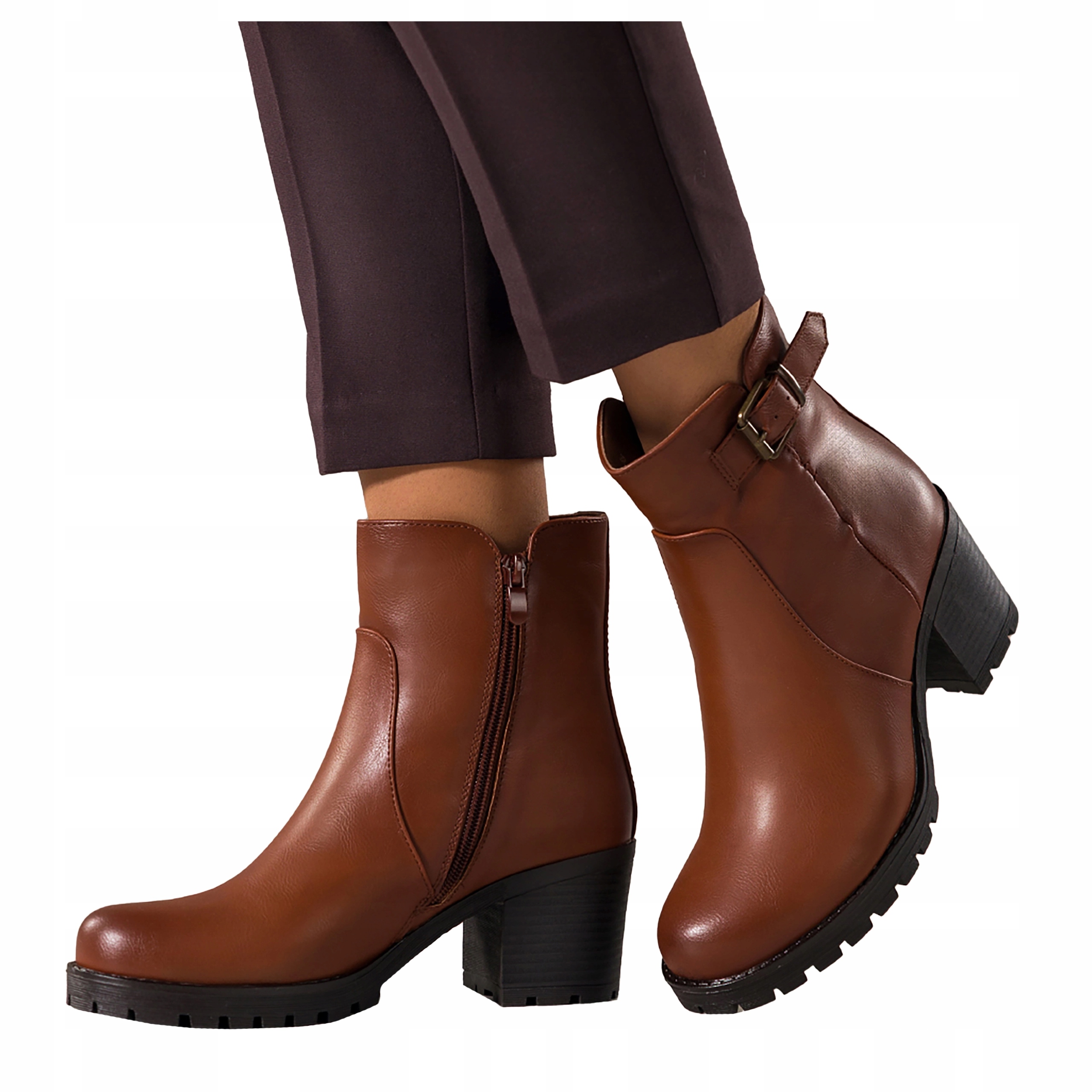 Kotníkové Boty Camelové Dámské Pohodlné Na platformě Pásek S přezkou Elegantní vel. 39