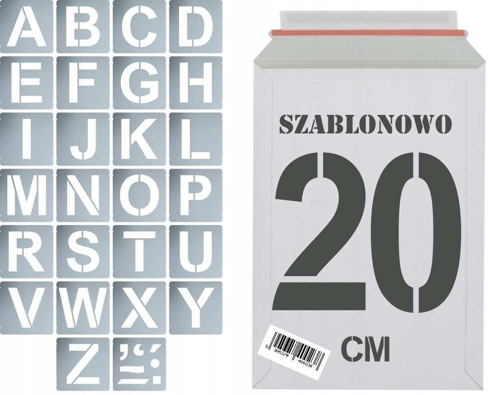 

Szablony malarskie wielorazowe Litery 20cm zestaw