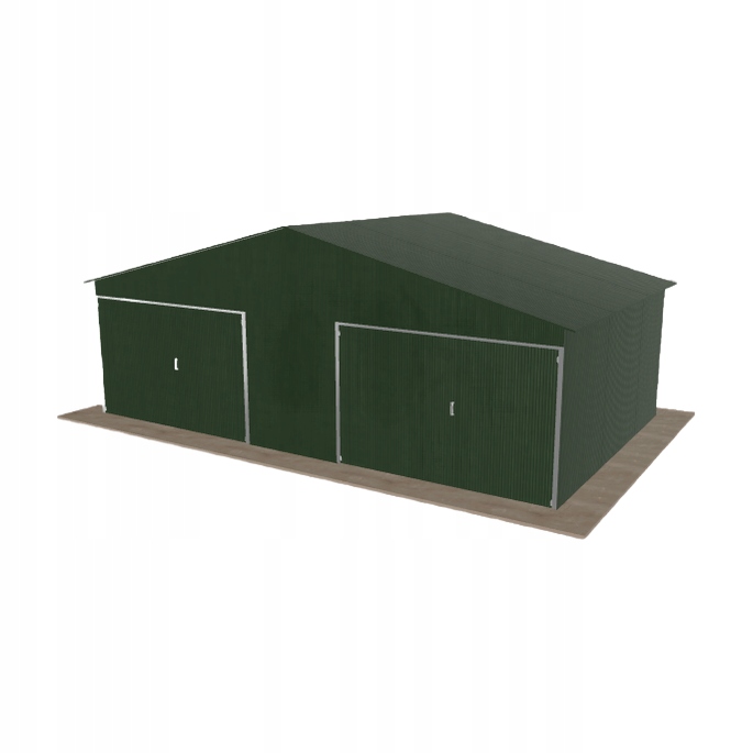 Plechová garáž 7.5x4.5 m dvoupolohová, dvouspádová, zelená