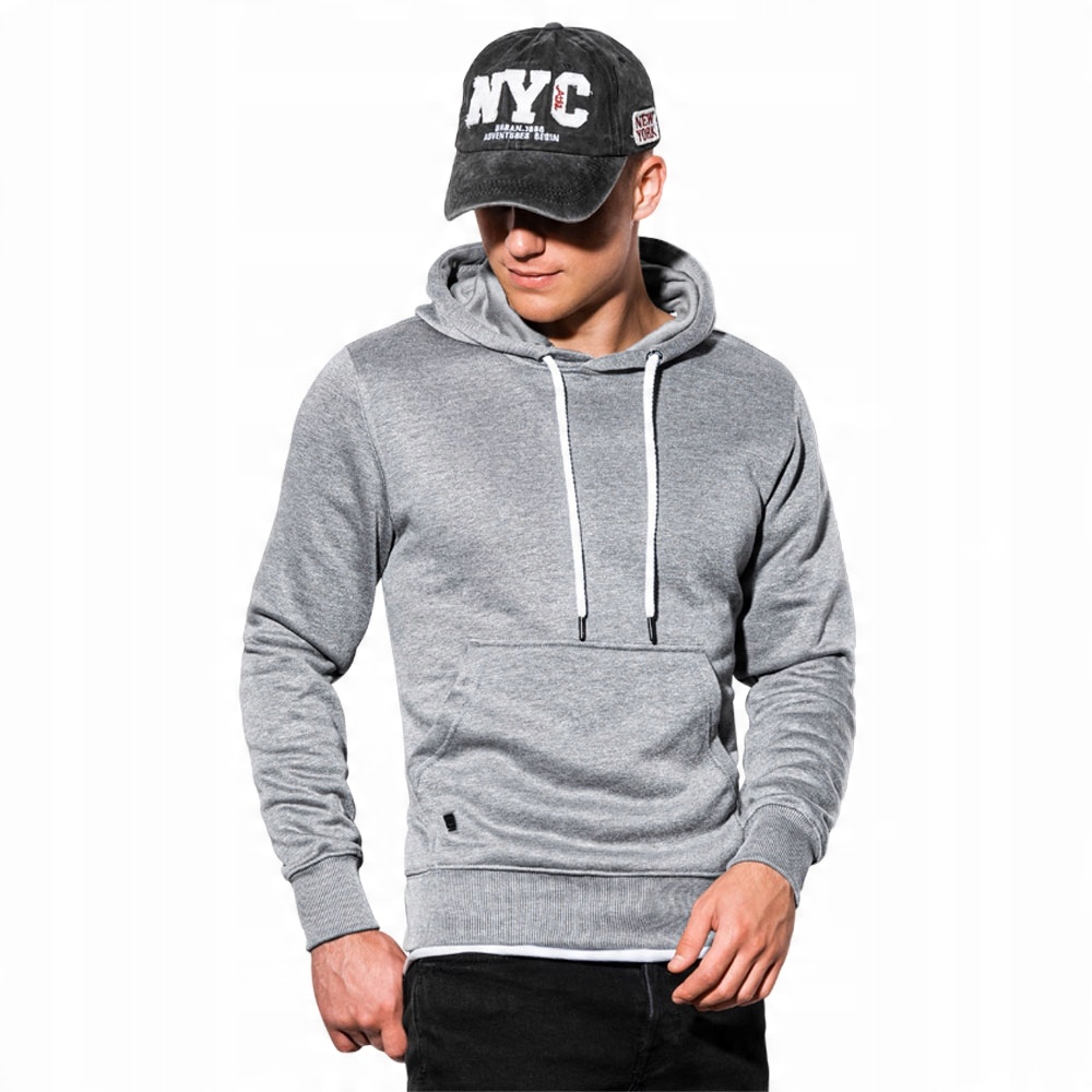 

Bluza męska z kapturem basic B979 szary melanż M