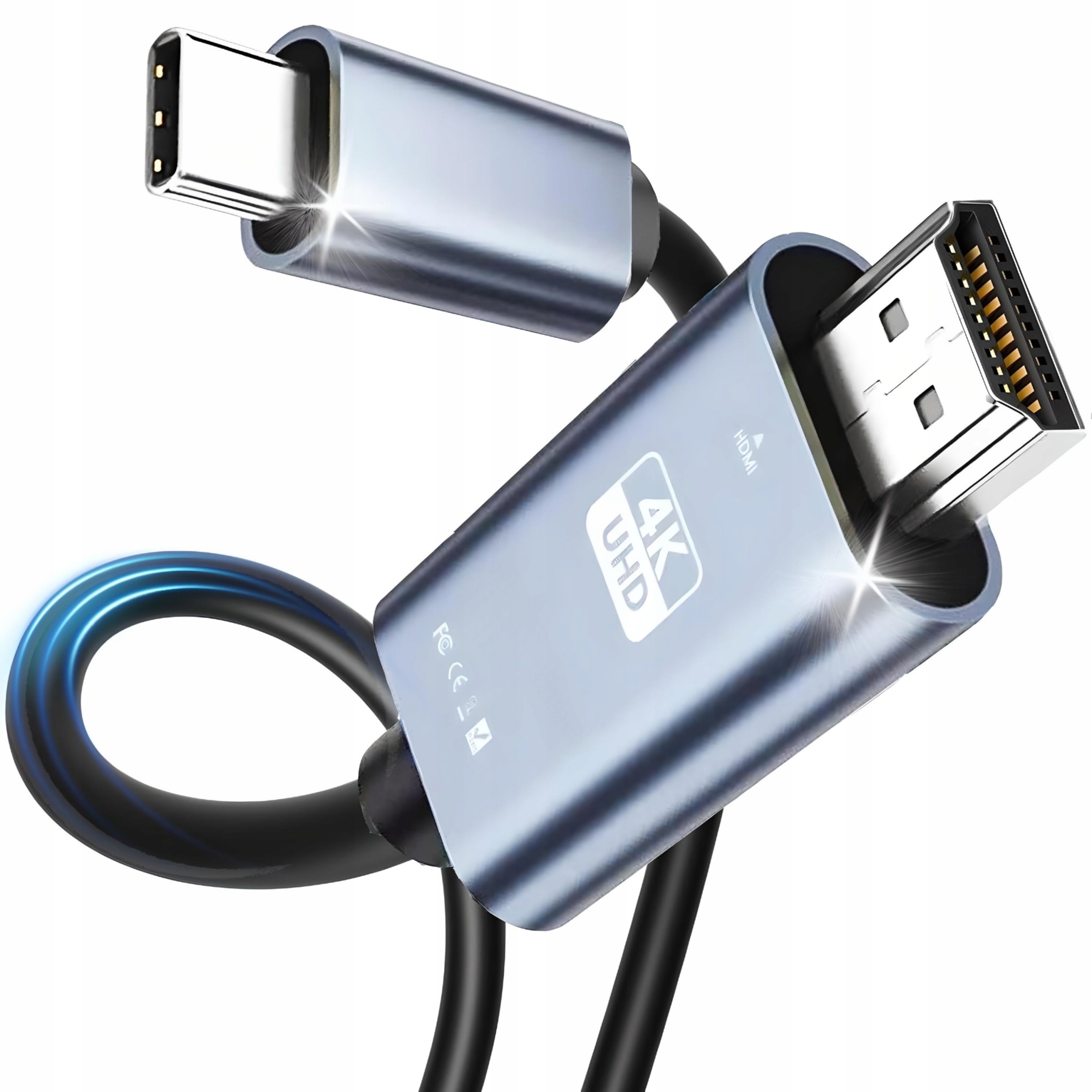 Kabel Usb C do Hdmi 2.0 2M Przewód Adapter Przejściówka Uhd 4K 60Hz Mhl 2M