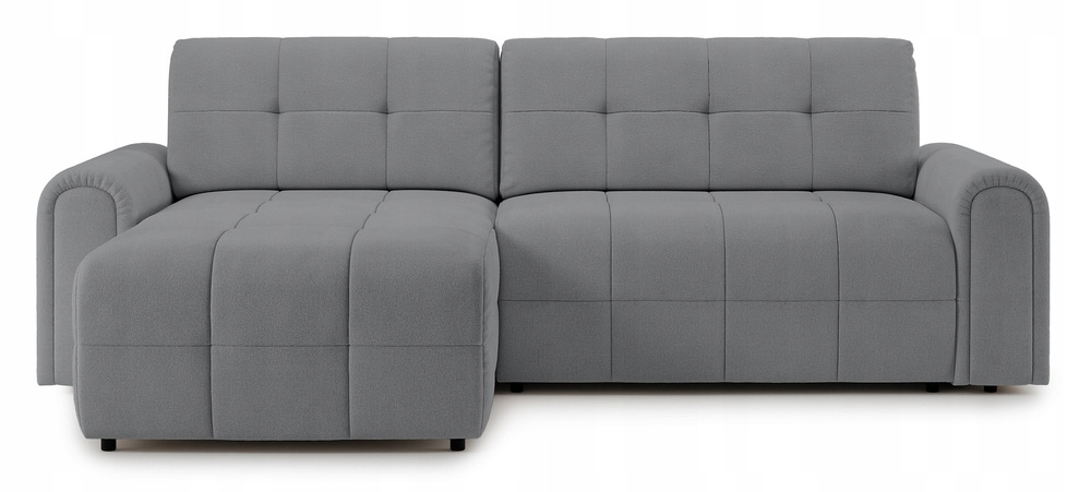 Rohová Sedací Souprava s funkcí spaní Simolla s úložným prostorem, šedá žinylka, levá