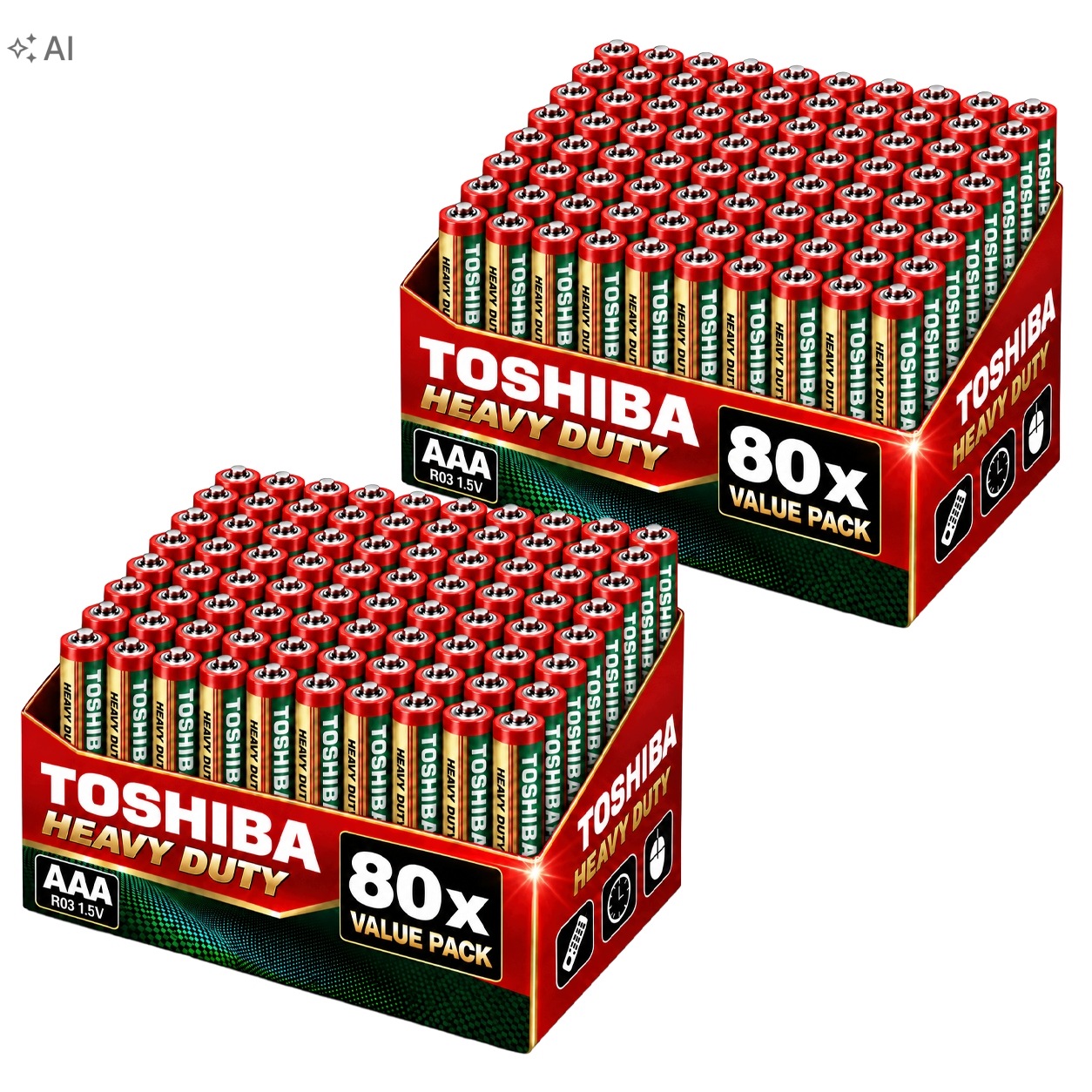 Bateria Cynkowa Toshiba Paluszki Aaa R03 1.5V Mocna Zestaw 160 szt.