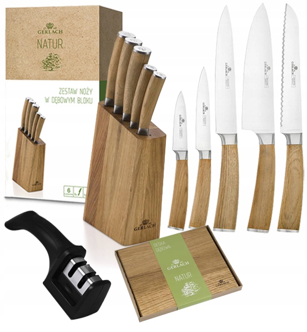 

Gerlach Natur Noże 5 El Blok Ostrzałka Deska