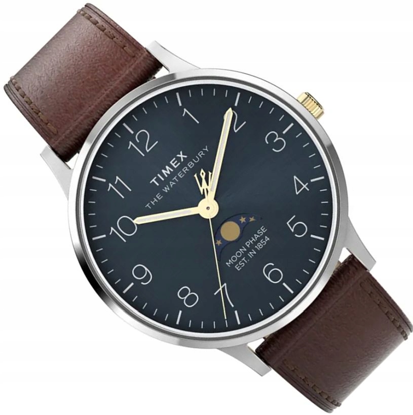 Elegantní Pánské Hodinky Timex TW2W75600 Vintage Fáze Měsíce Na Pásku 40 mm
