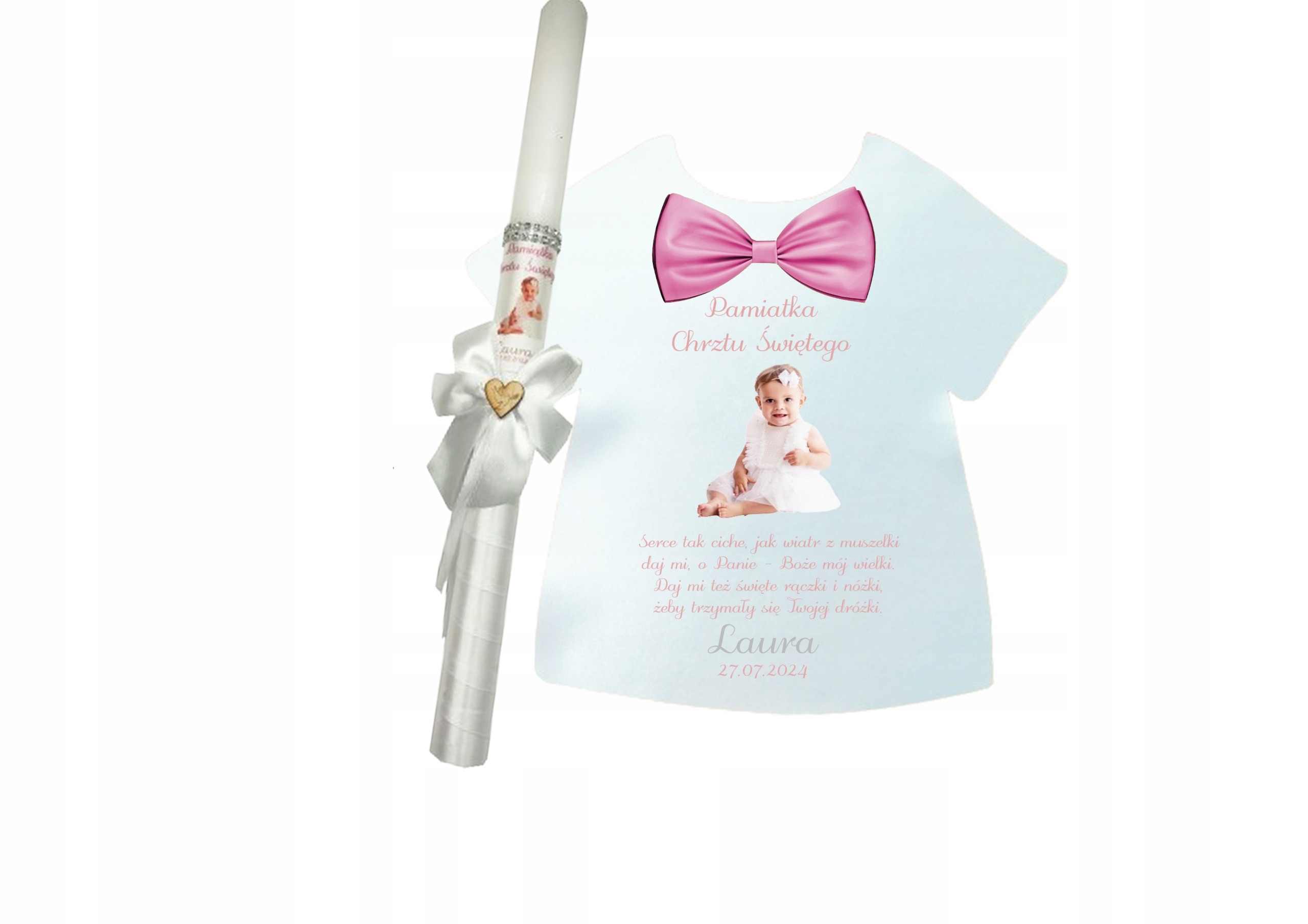 ŚWIECA I SZATKA DO CHRZTU NA CHRZEST IMIĘ DATA Rodzaj zestaw