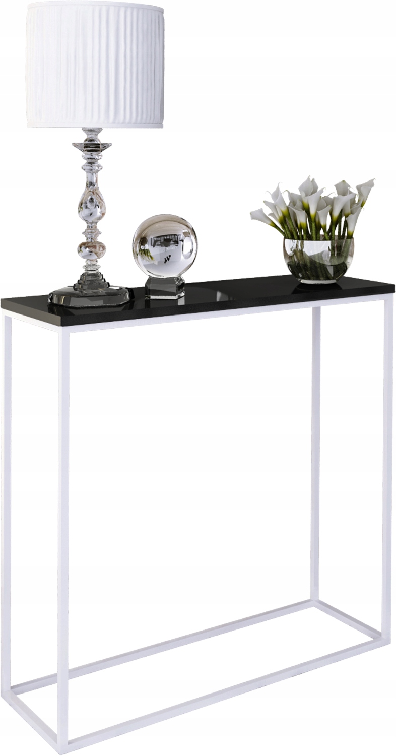 Konsola Płyta; biały mat + blat Czarny Połysk