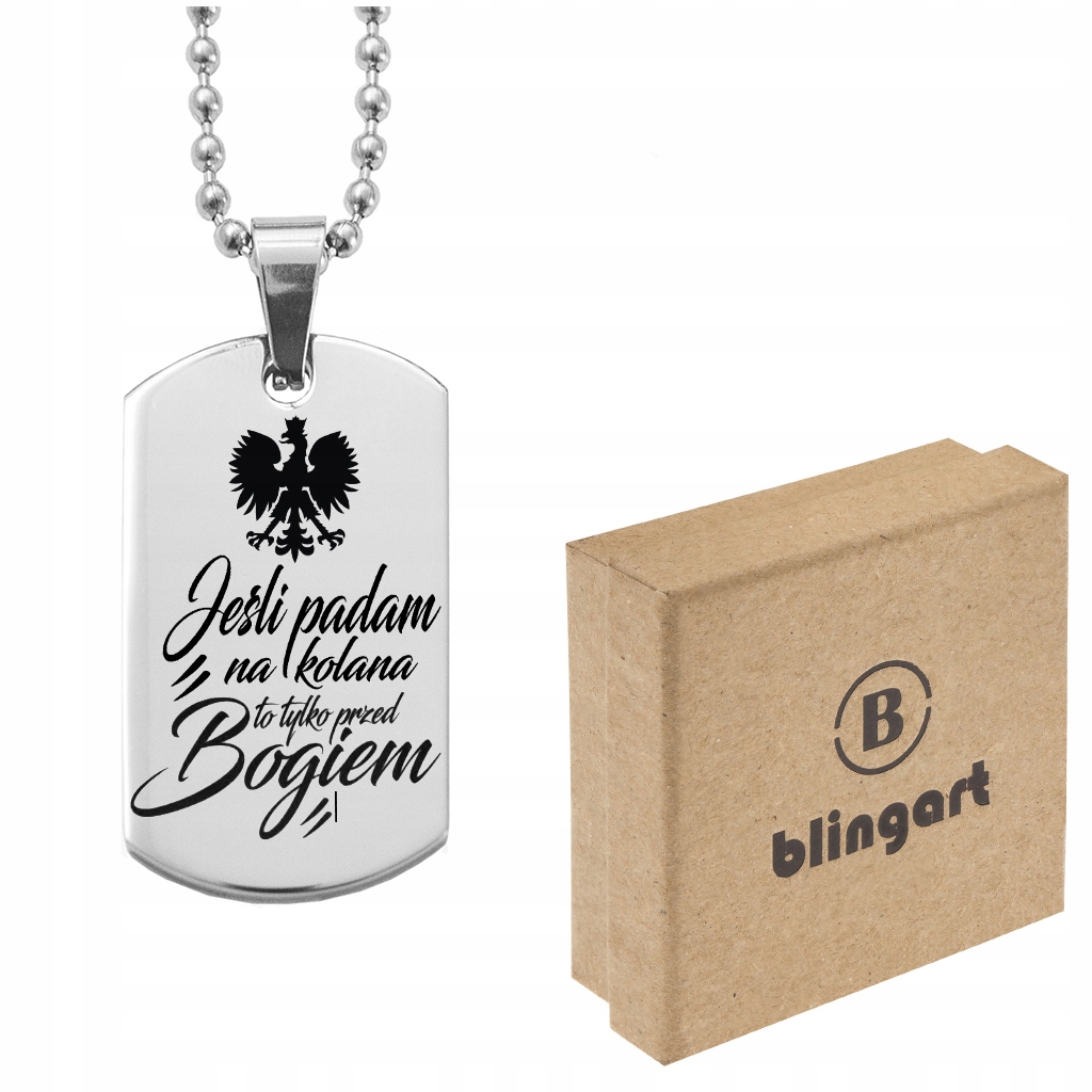 

Naszyjnik męski Nieśmiertelnik grawer Patriotyczny