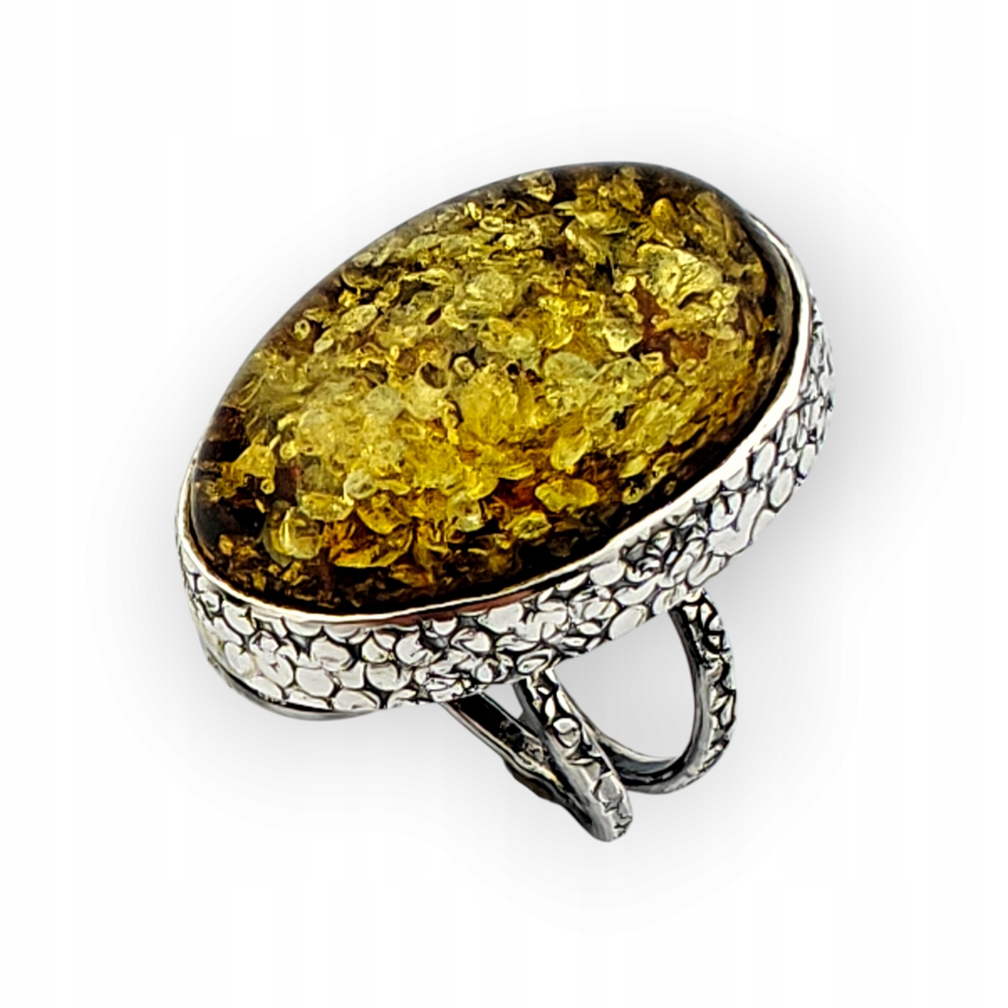 Prstýnek Stříbro Zelený Jantar