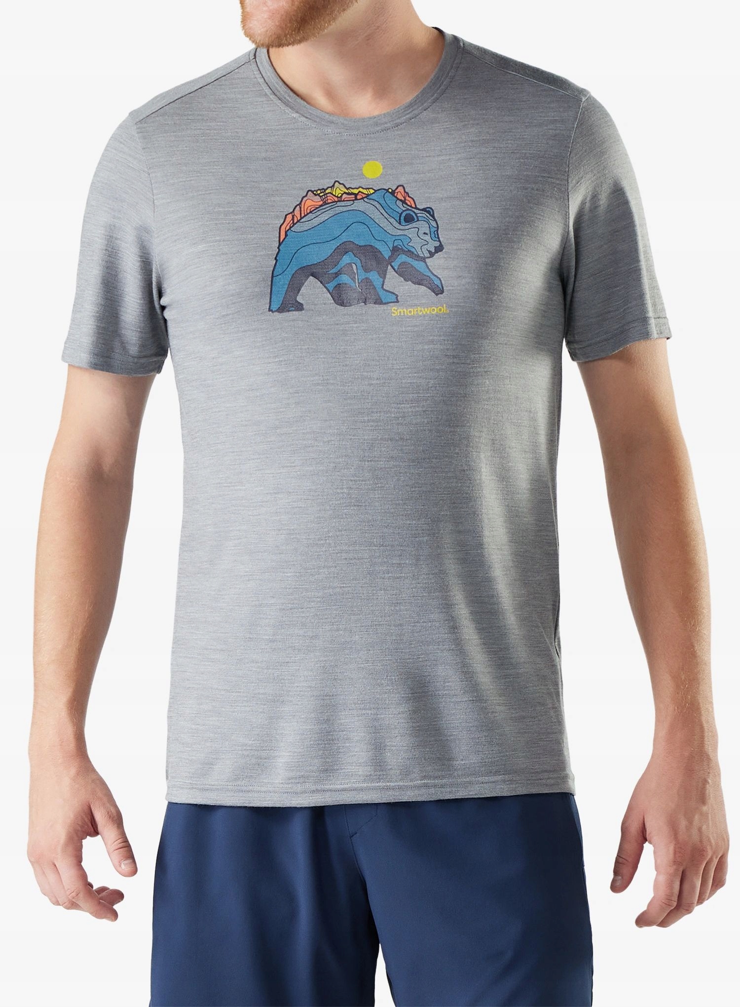 Tričko Smartwool Bear Strata Active Ss Graphic Tee světle šedá S