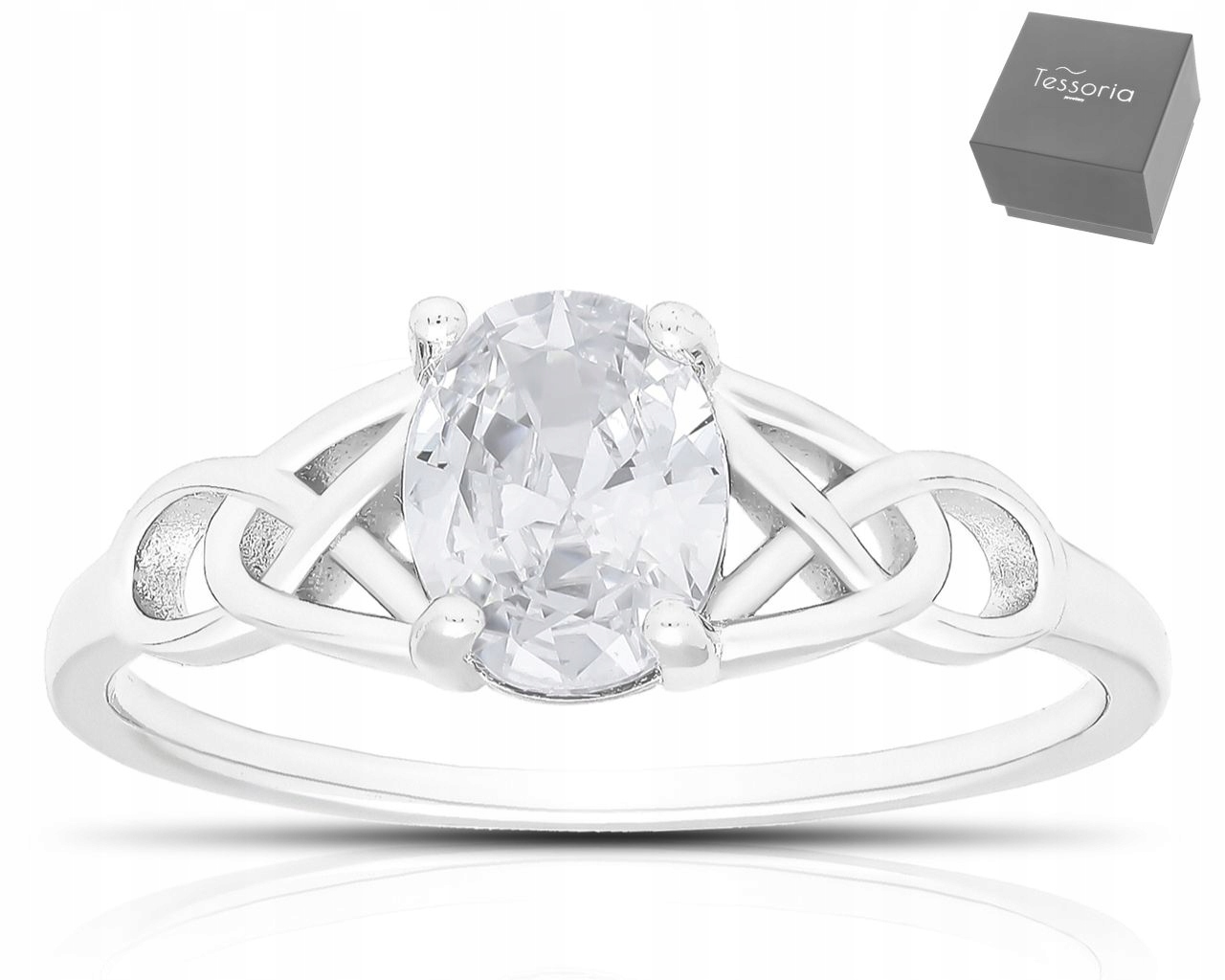 Pierścionek Srebrny 925 Damski Cyrkonia Pojedyncza Wzór roz.21