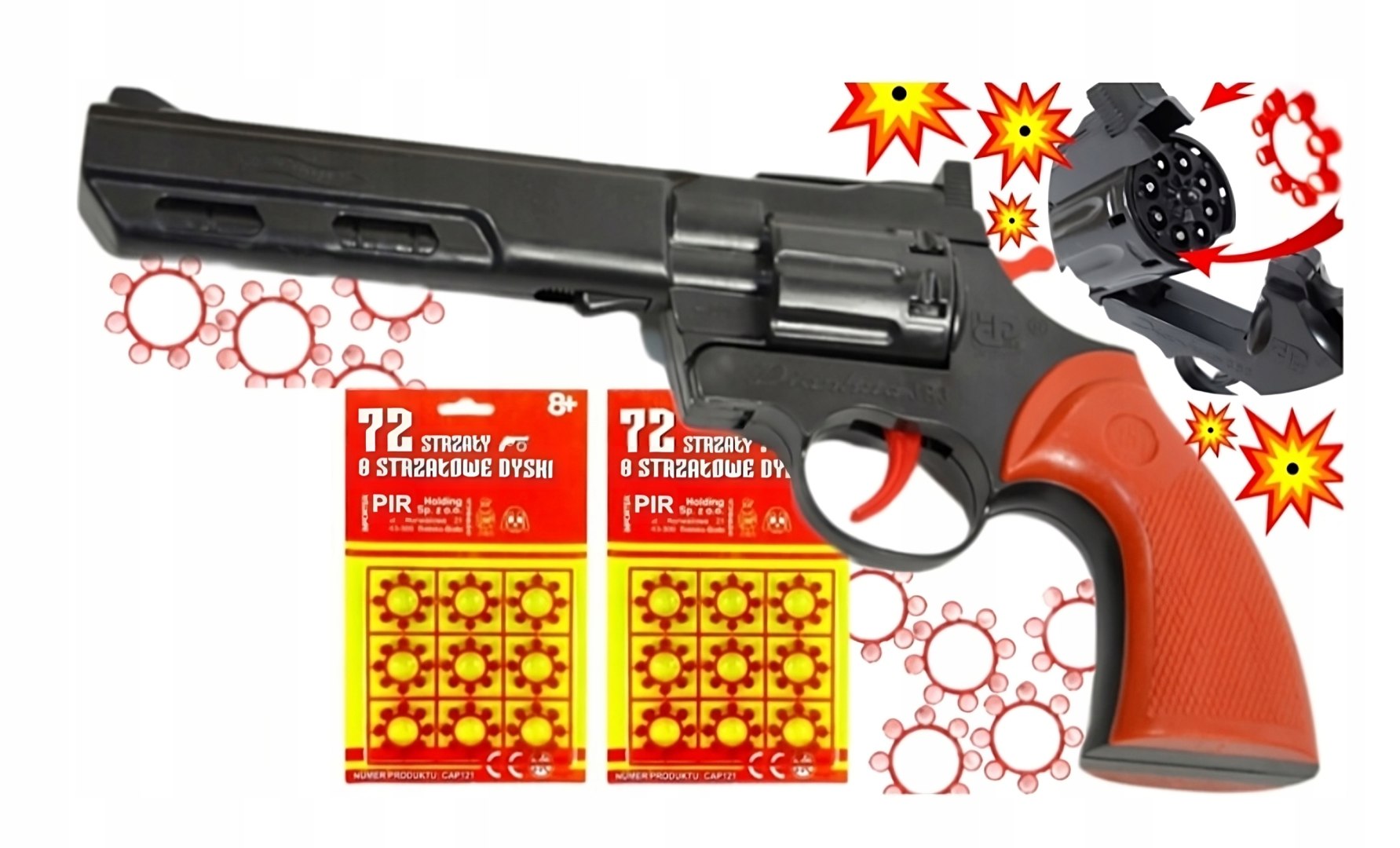 Pistolet na spłonkę, rewolwer +2x SPŁONKA GRATIS