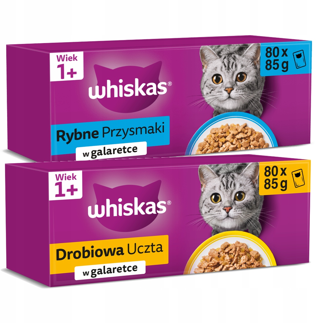 Levně Whiskas Adult 160x85g Mokré Krmivo Pro Kočky Rybí pochoutky Drůbeží hostina