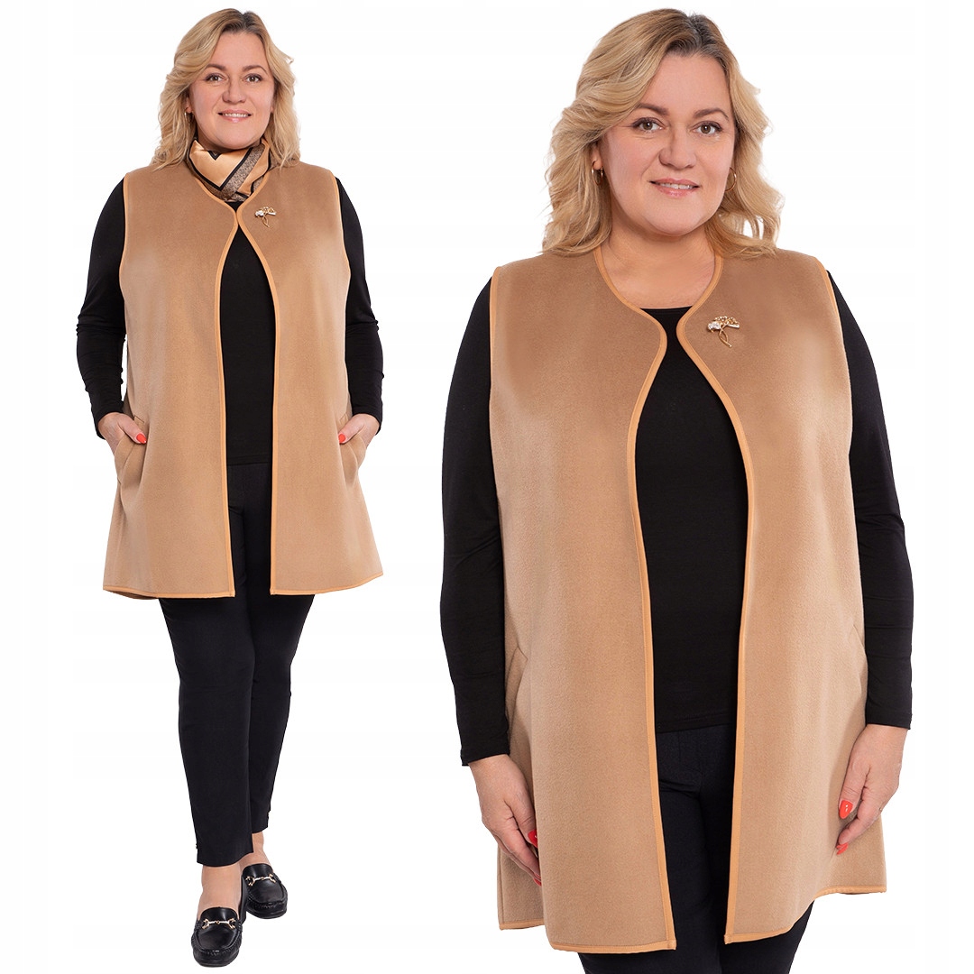 Béžová vesta s broží, velikost 48