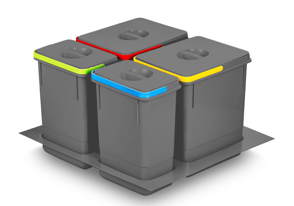Kosz na śmieci pojemnik na odpady segregator Iql 60cm 2x15L+2x7L Antracyt