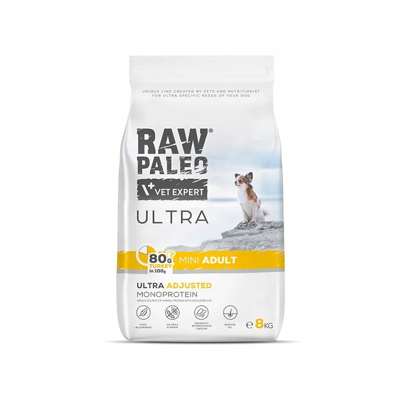 Levně Raw Paleo Ultra Turkey Adult Mini – krmivo pro dospělé psy malých plemen o hmotnosti 8 kg