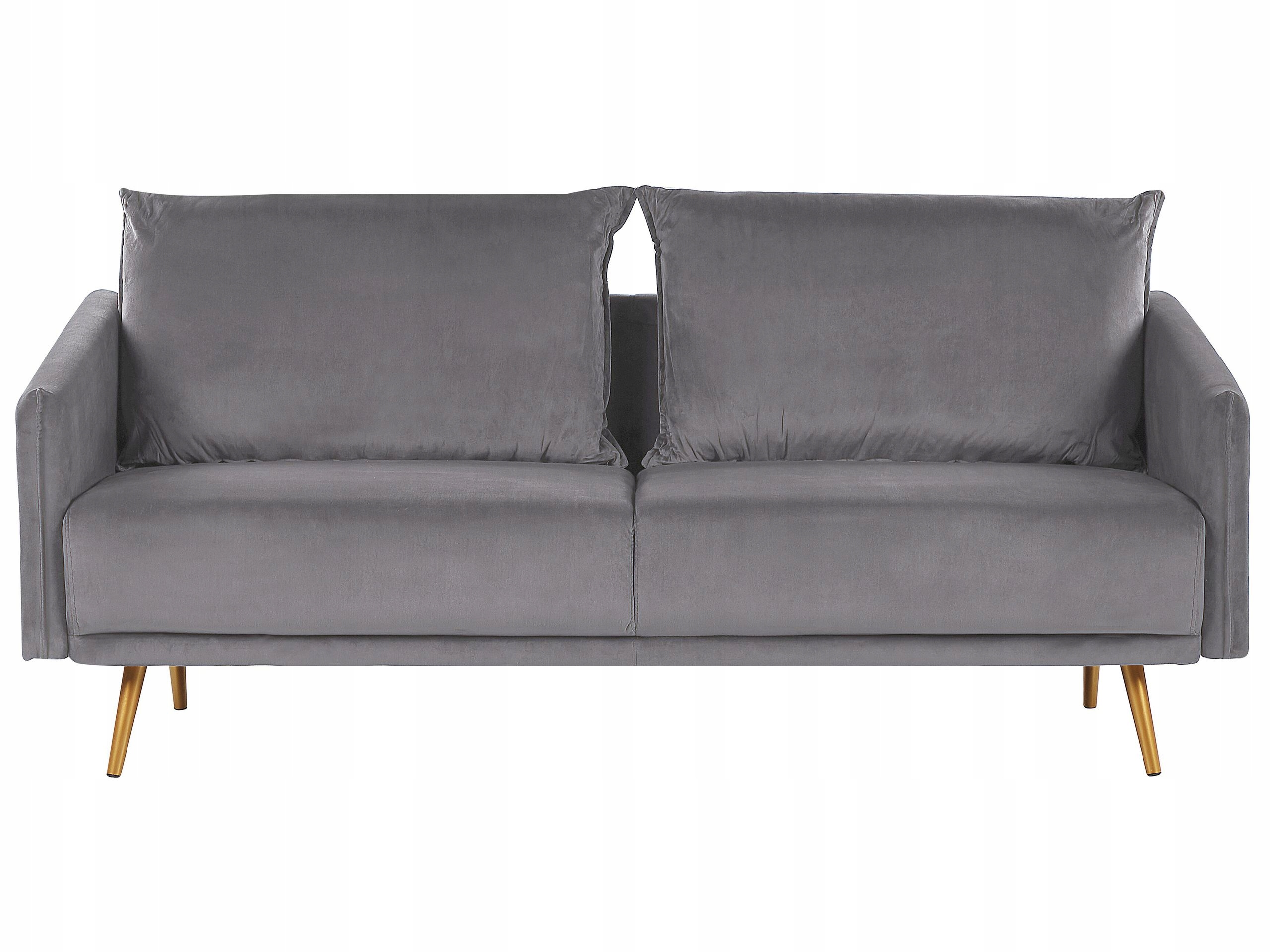 Sofa 3-osobowa welur 185x78 szaro-złota