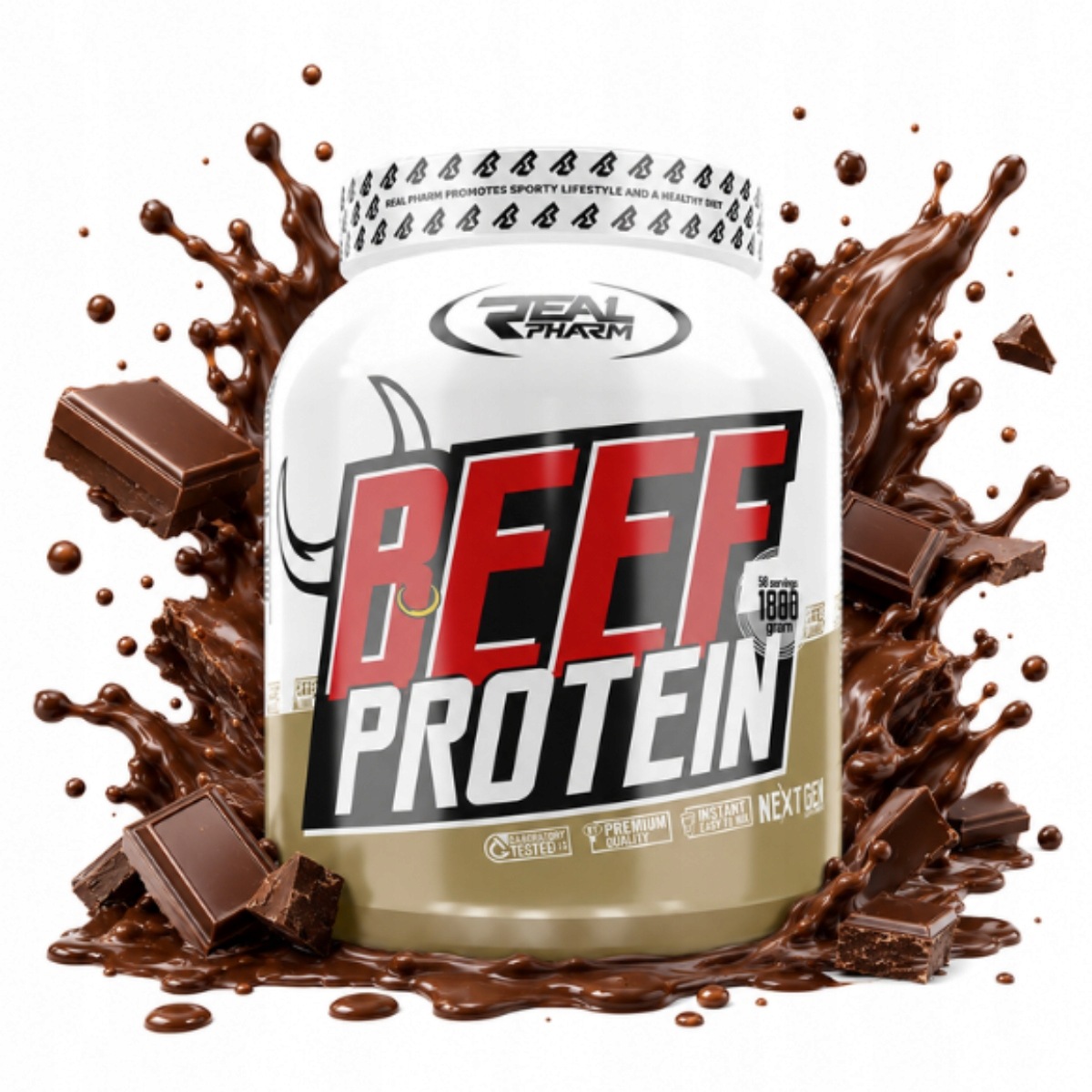 Hovězí Protein protein Real Pharm Beef Protein 85% 1800 g Čokoláda