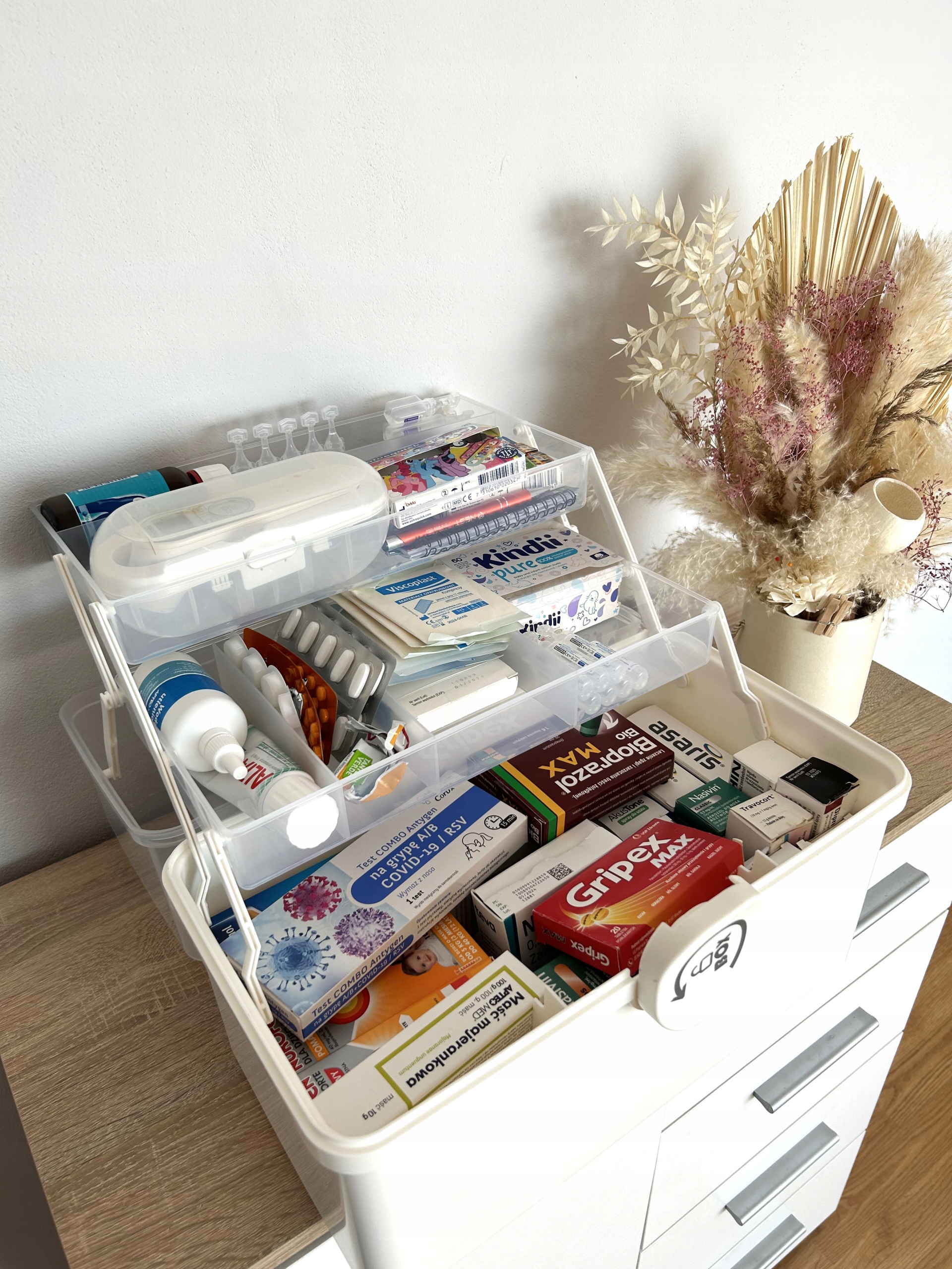 ORGANIZER POJEMNIK SKRZYNKA NA LEKI KASETKA APTECZKA ZAMEK ROZKŁADANA XL Model Rozmiar XL