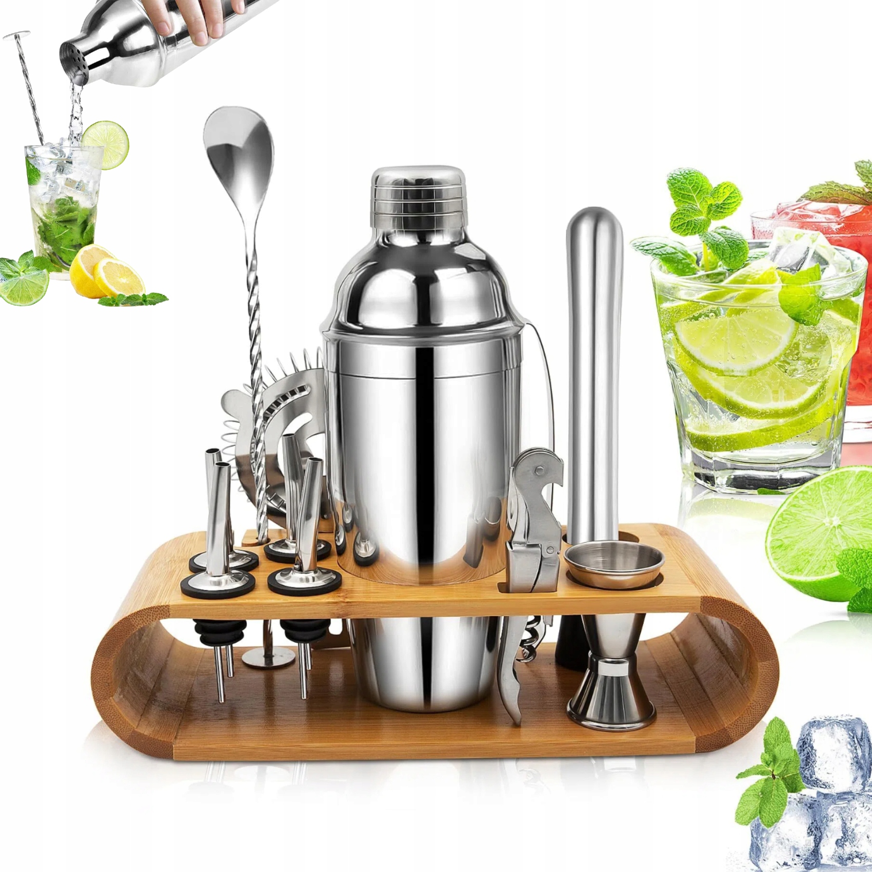 Profesionální Barmanský Set Na Nápoje Koktejl Shaker 12el Stojan