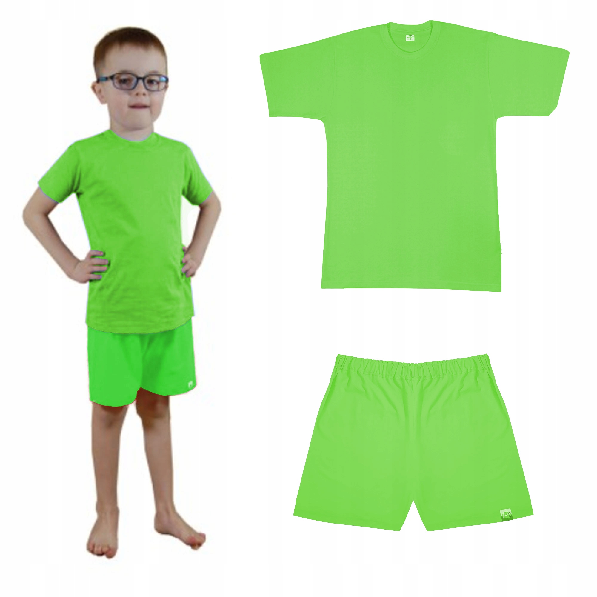 

T-shirt Bawełniany Krótki Rękaw Szorty Zielone 140
