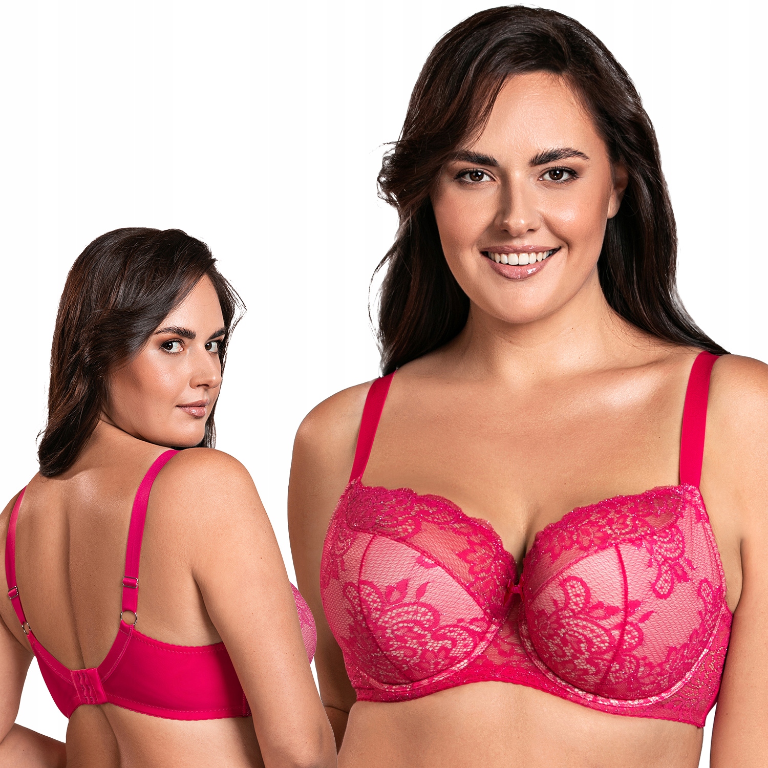 Vivisence 1045 fuchsiová krajková podprsenka Polovyztužená 85F Semi Soft