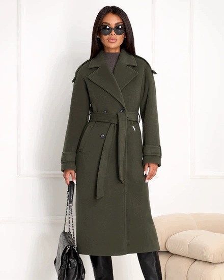 Zartex dámský kabát klasický dvouřadý Lenox Khaki AW26 vel. M