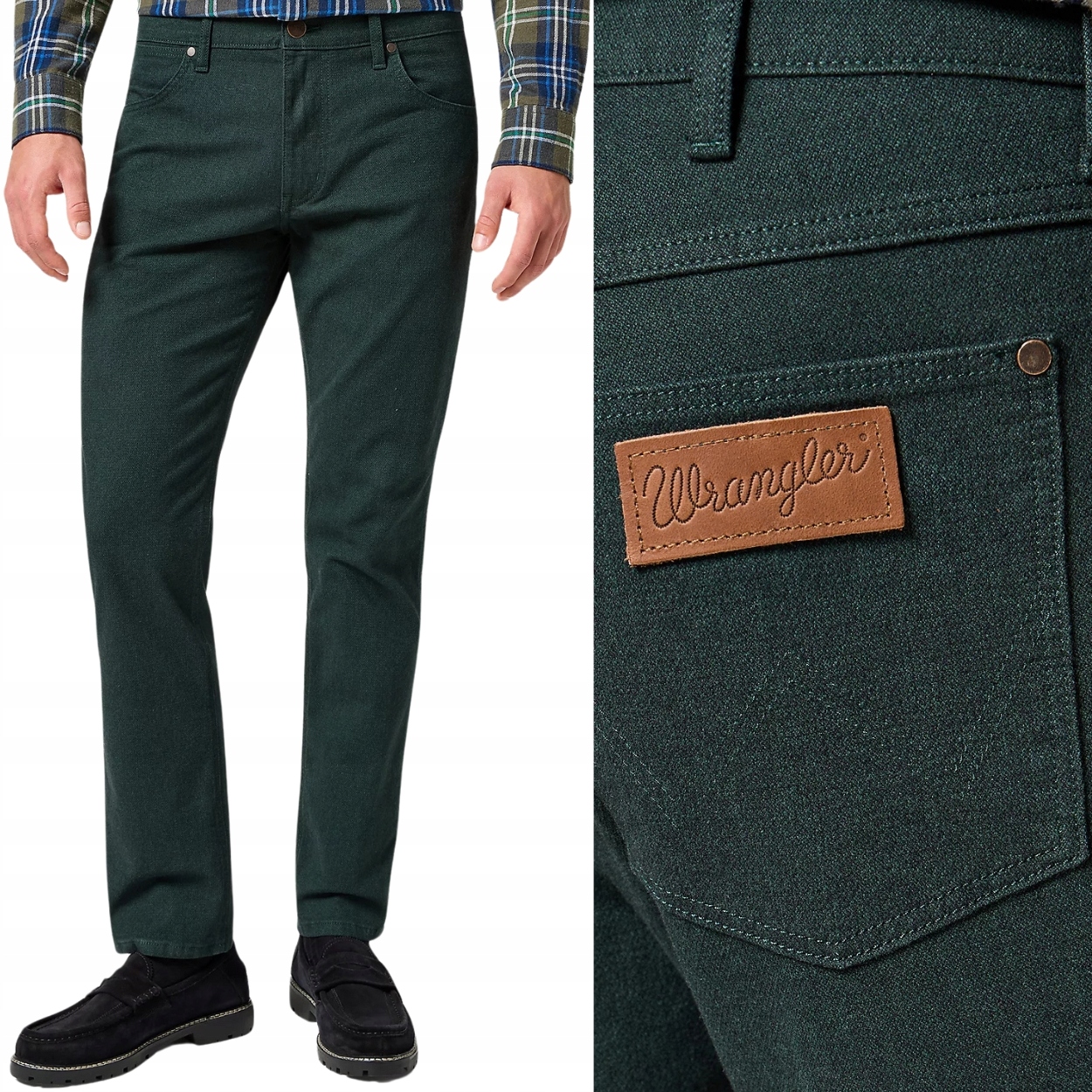 Wrangler Greensboro Scarab jednoduché tmavě zelené látkové kalhoty W30 L32