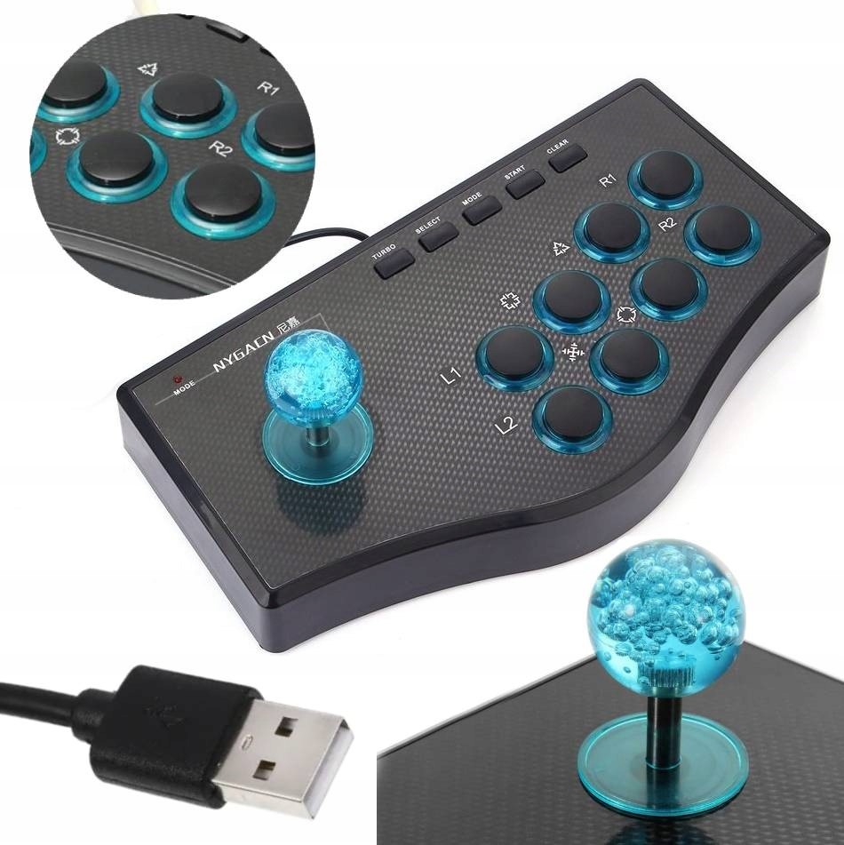Kontroler Joystick Arcade Stick Wired Pc Xbox PS3 Playstation Do Gier Usb