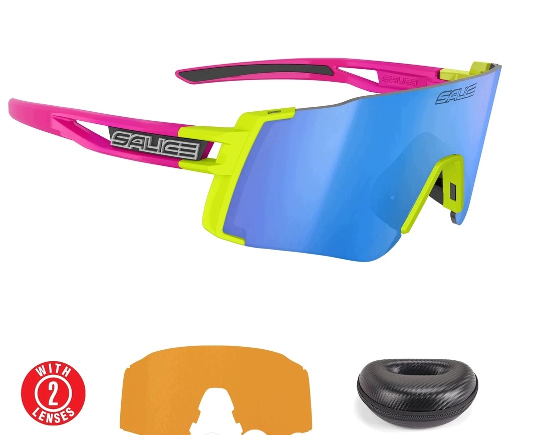 Okulary rowerowe Salice 026 Srw Small Mirror Lens Lime-Fuchsia