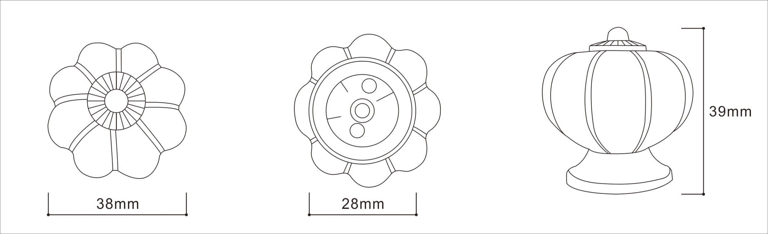 GAŁKA MEBLOWA PORCELANA DYNIA CZARNA/ZŁOTA RETRO Długość 3.8 cm
