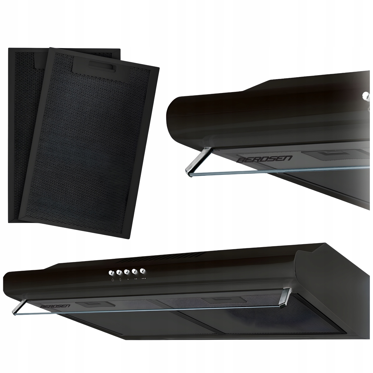 Okap Kuchenny Pochłaniacz 50 CM Podszafkowy Do Zabudowy Czarny