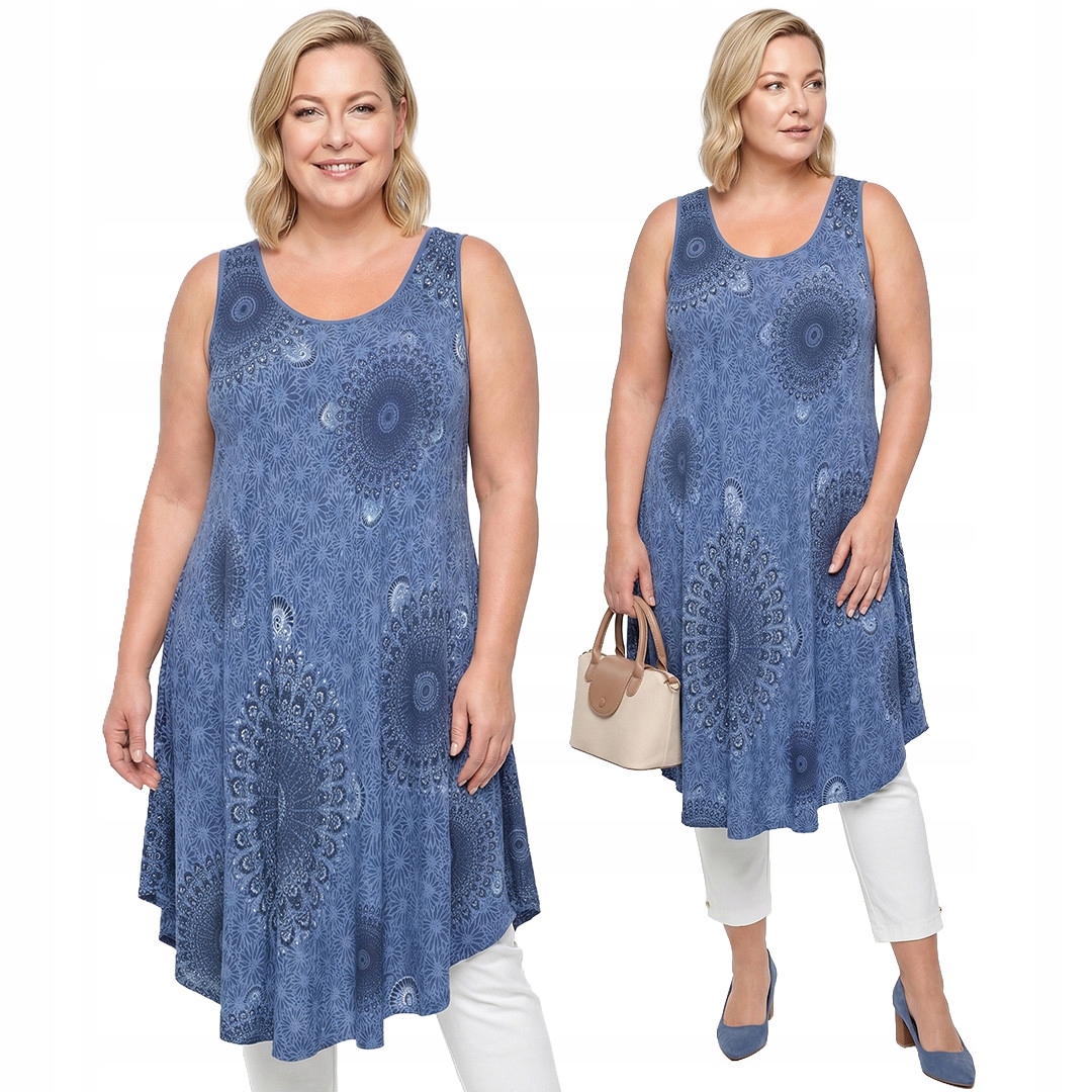 Modrá tunika s modrými vzory plus size velikost 56/58/60