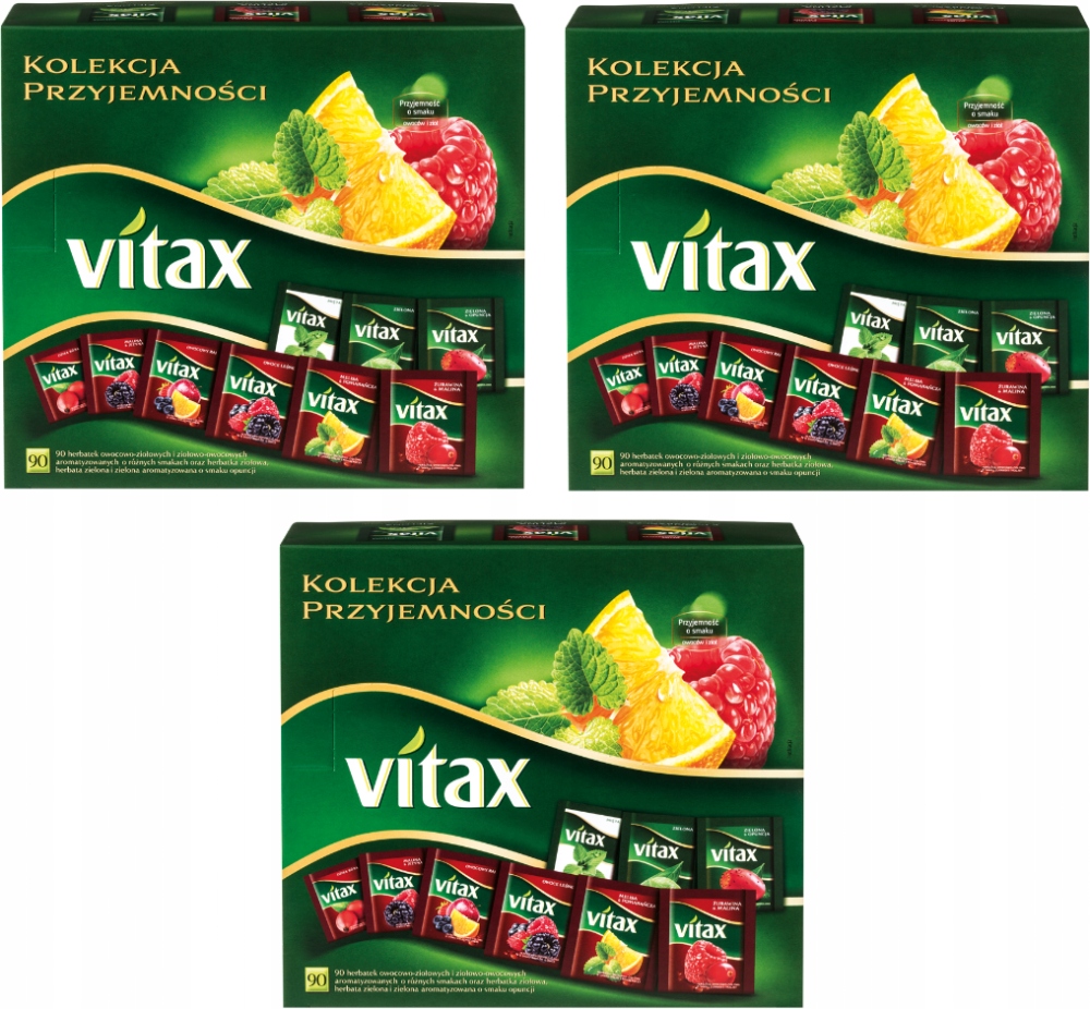 Zestaw herbat owocowe ziołowe Vitax 90 saszetek x 3 opak