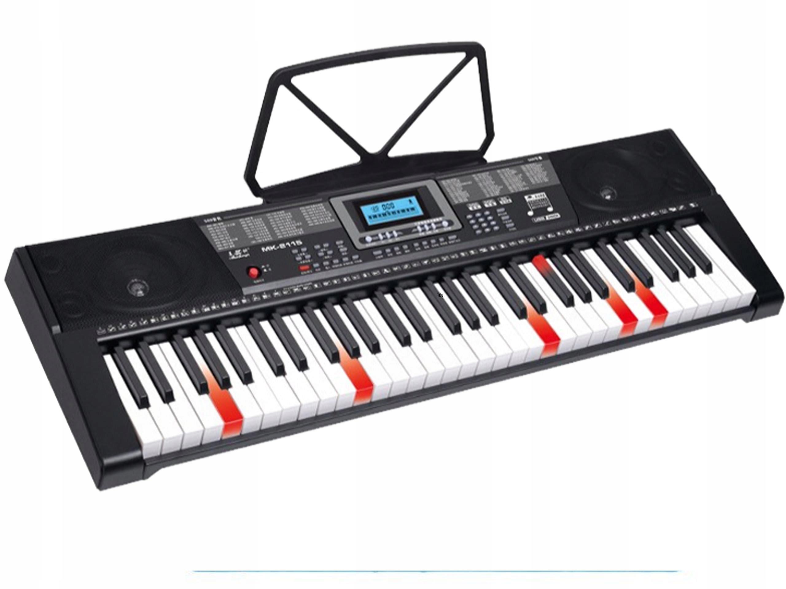 Keyboard Organy Mk-2115 61 Kláves s Adaptérem, Podsvícené Klávesy pro Výuku