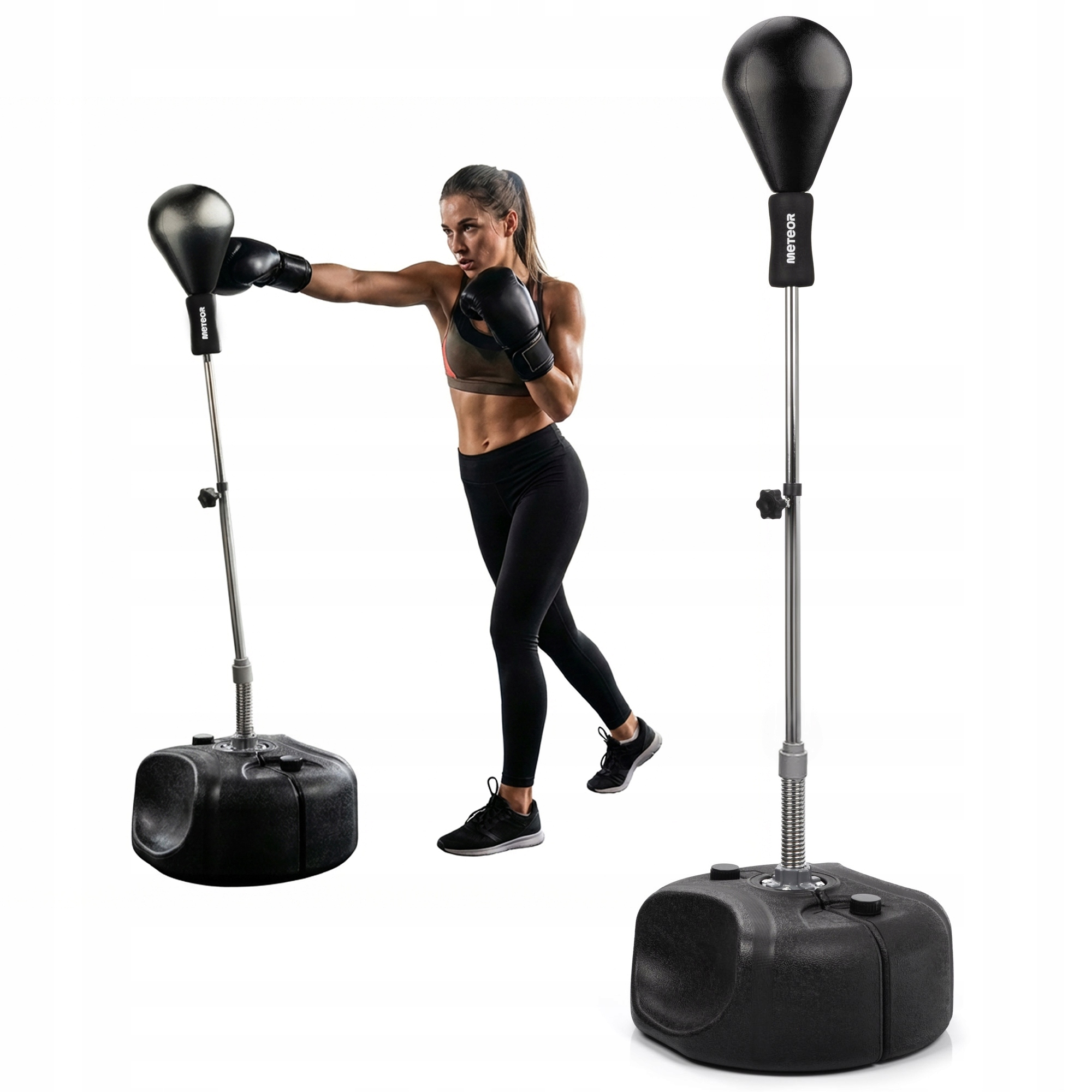 Stojící boxovací hruška, nastavitelná, 124-158 cm, tréninková sada Meteor